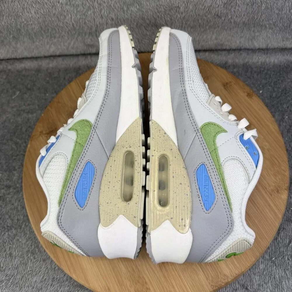 Nike Air Max 90 Shoes Boys Size 7Y White Gray Green Running Sneakers DV3483-100
